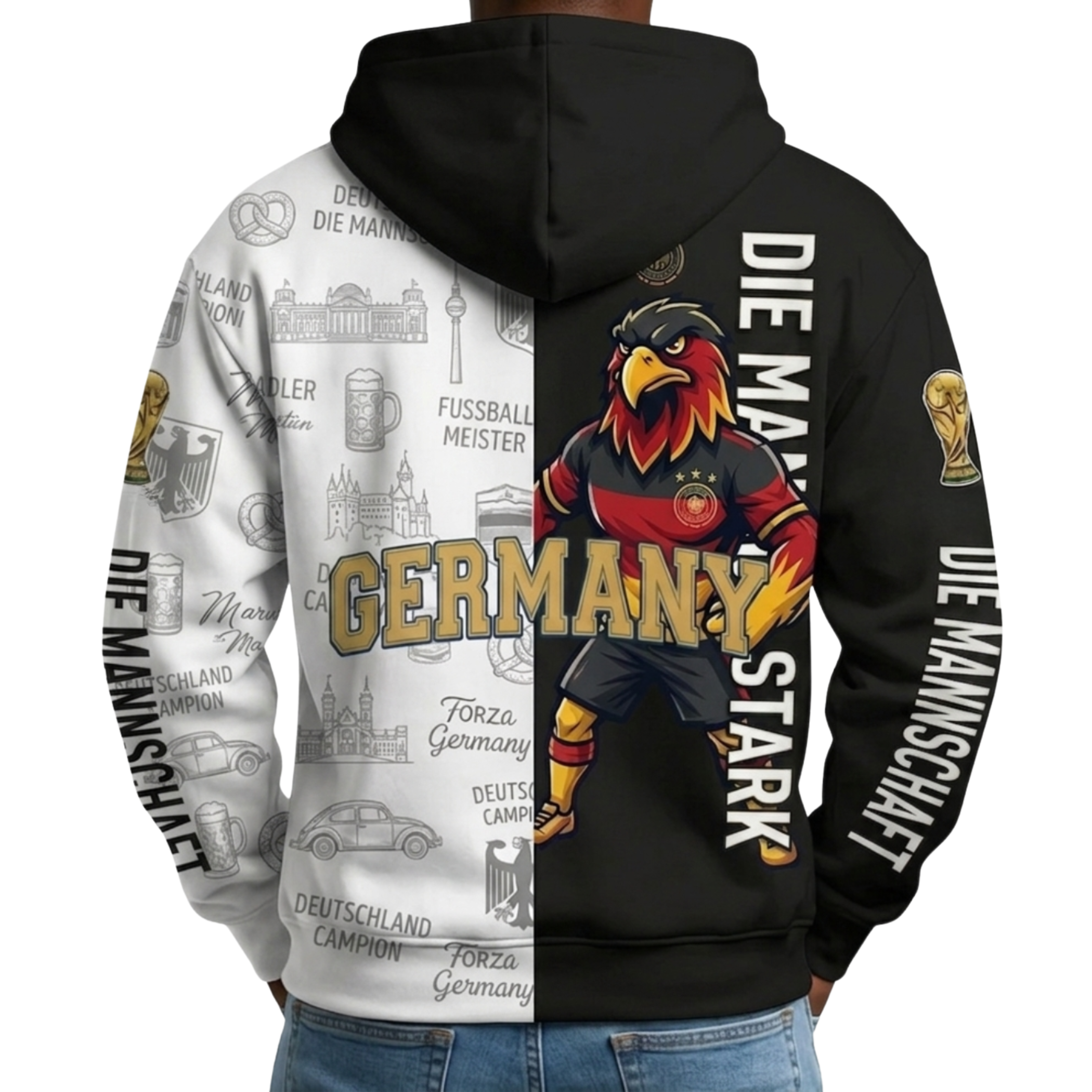 Germany Football Themed All Over Printed Hoodie