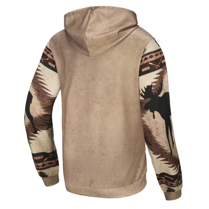 Vintage Moose Print Hoodie For Men