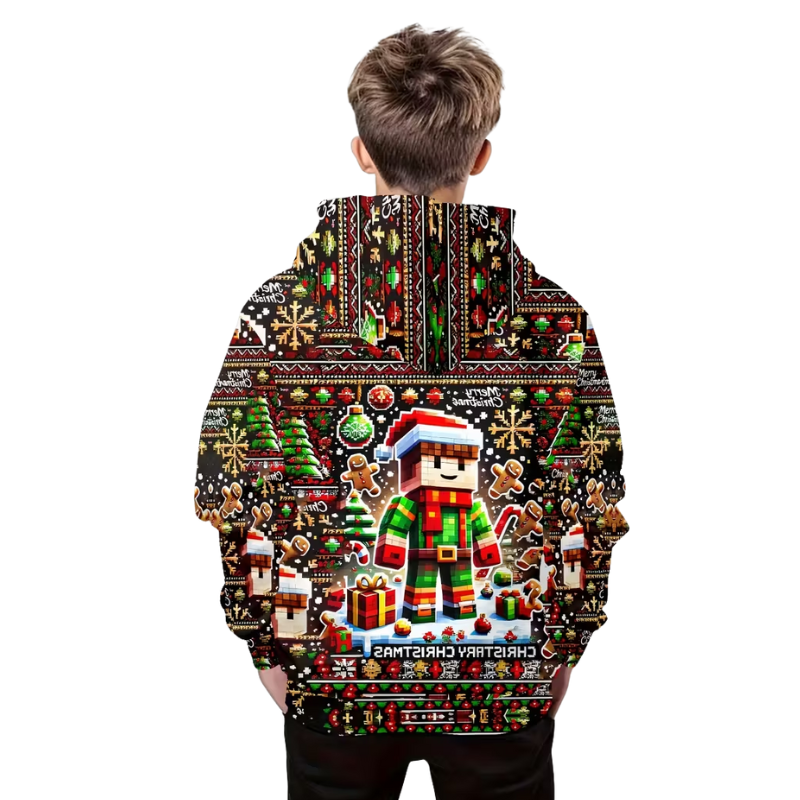 Boys 3D Printed Sweater-Style Hooded Sweatshirt