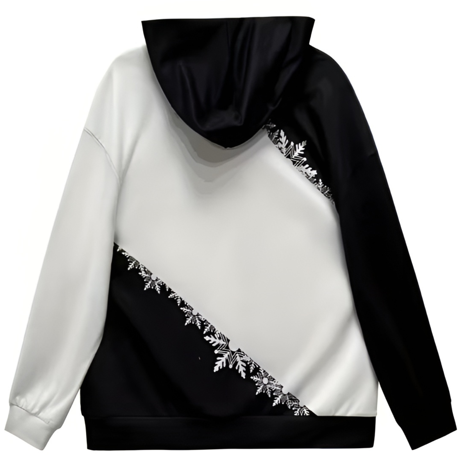 Women Christmas Snowman Winking Hoodie with Snowflake Contrast Sleeves