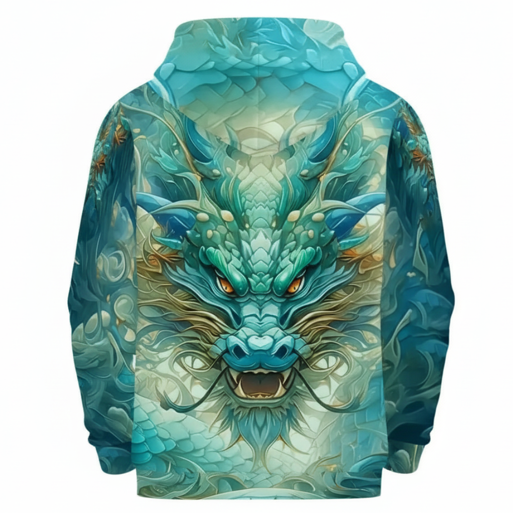 Men Colorful Dragon Hoodie Pullover
