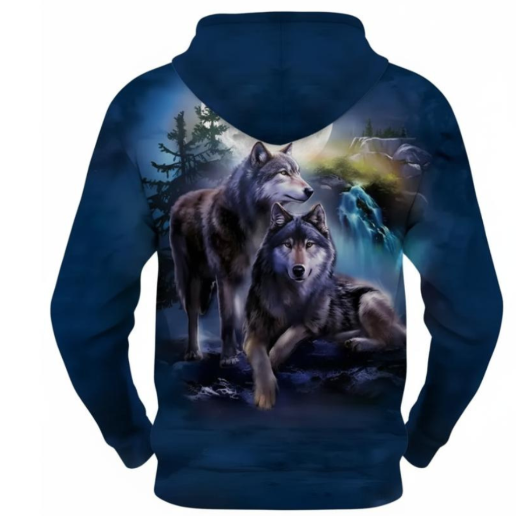 Wolf Graphic Print Hoodie