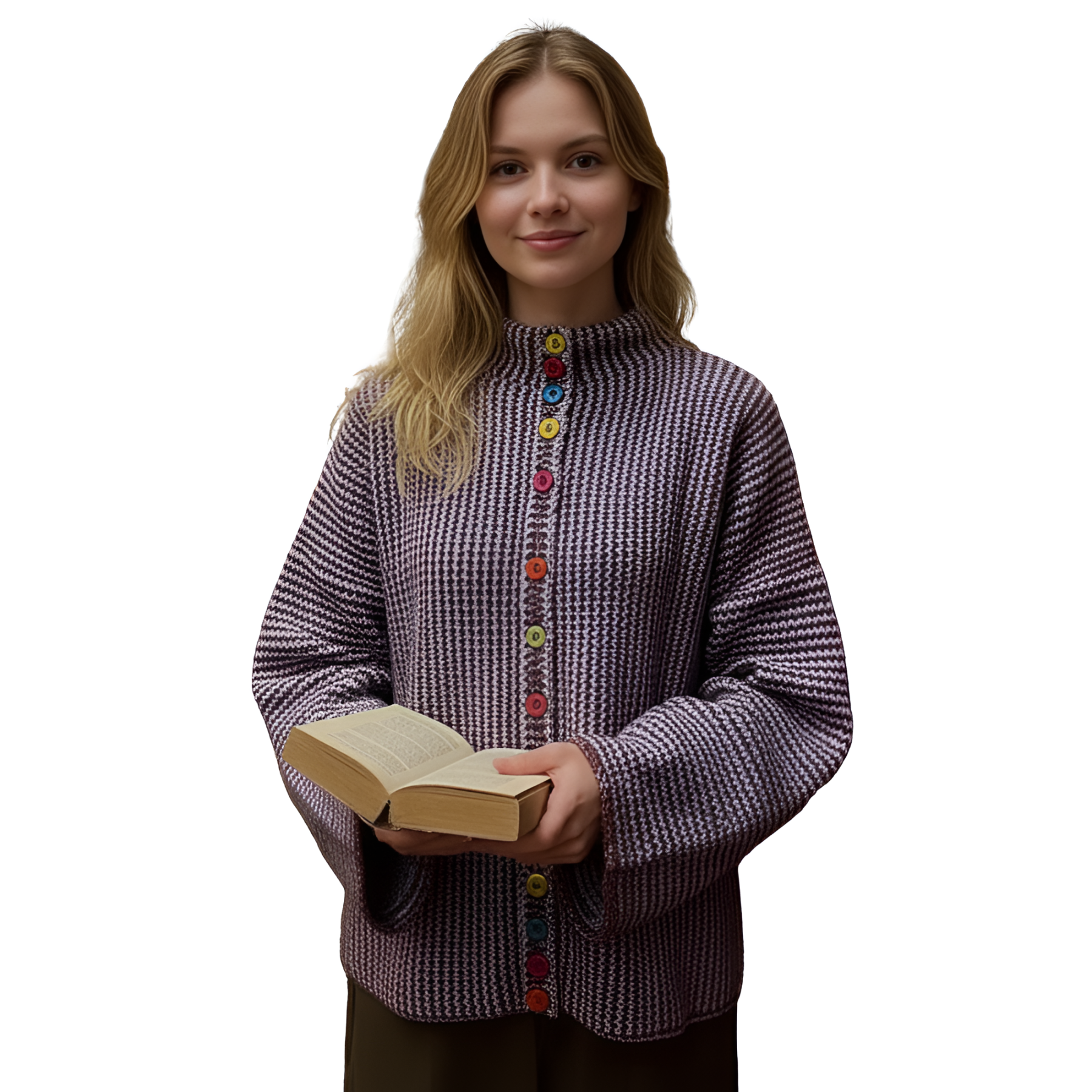 Stylish Gem Design Button Cardigan For Women