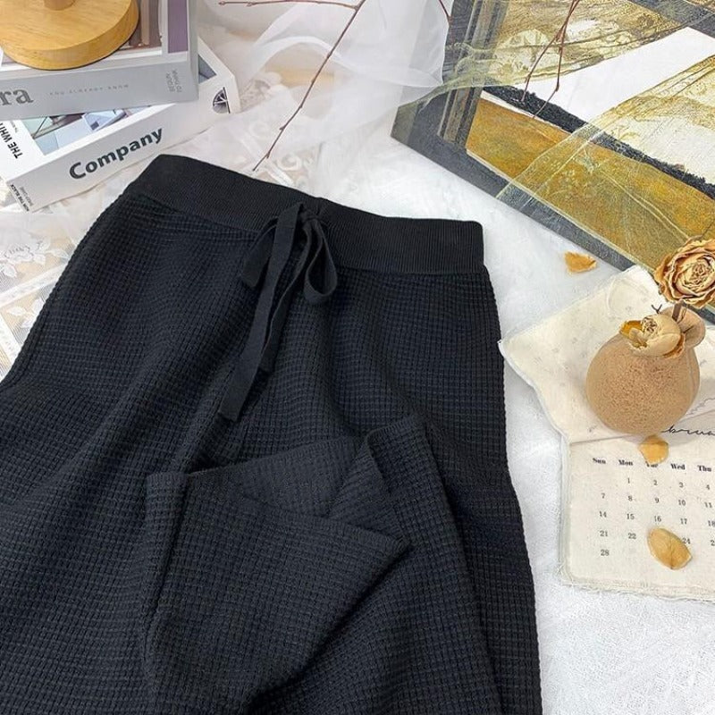 Thickened Knitted Trousers Retro Drape Wool Straight Pants-Soco Hoodie