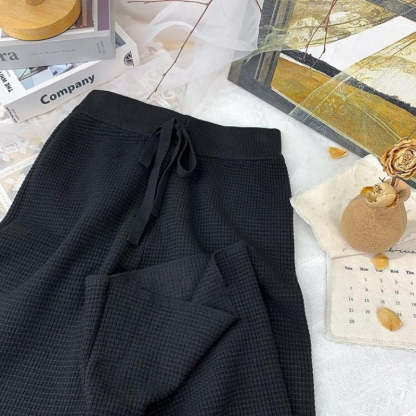 Thickened Knitted Trousers Retro Drape Wool Straight Pants-Soco Hoodie