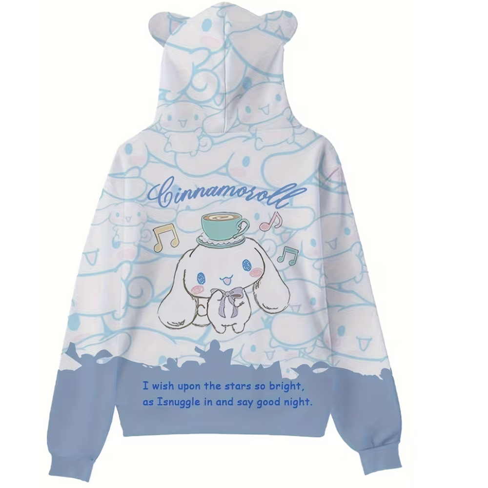 Cartoon Character Hooded Long Sleeve Hoodie For Womens