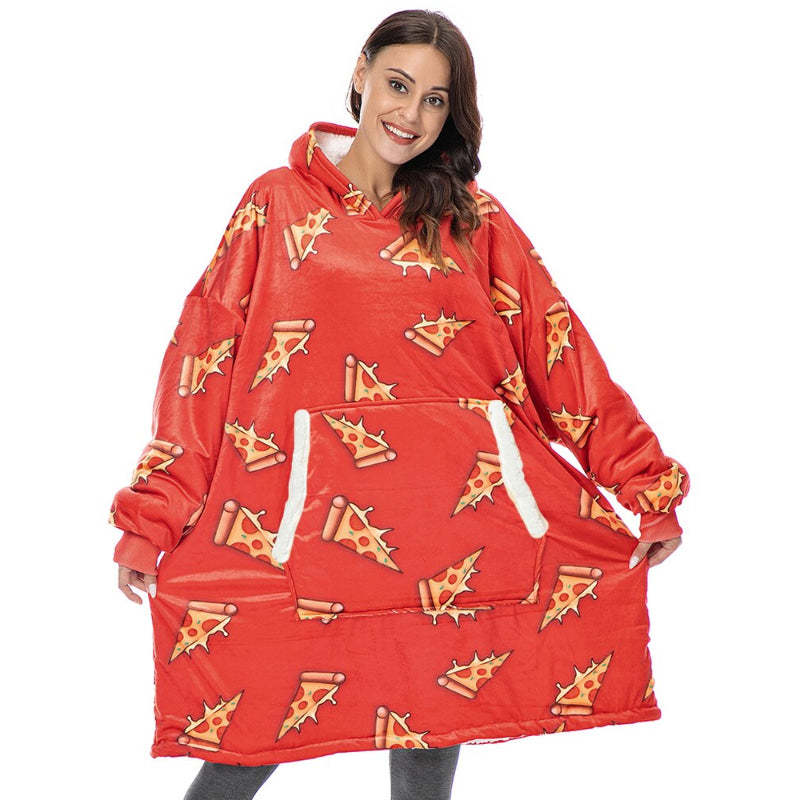 Printed Oversized Fleece Hoodie Wearable Blanket-Soco Hoodie