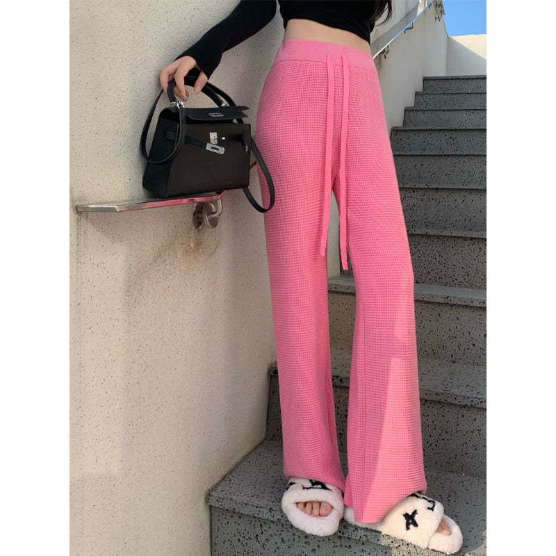 Thickened Knitted Trousers Retro Drape Wool Straight Pants-Soco Hoodie