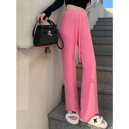 Thickened Knitted Trousers Retro Drape Wool Straight Pants-Soco Hoodie