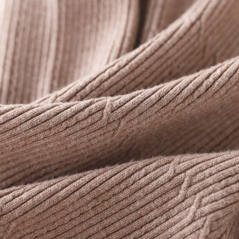 Mock Neck Slim A-Line Sweater Dress-Soco Hoodie