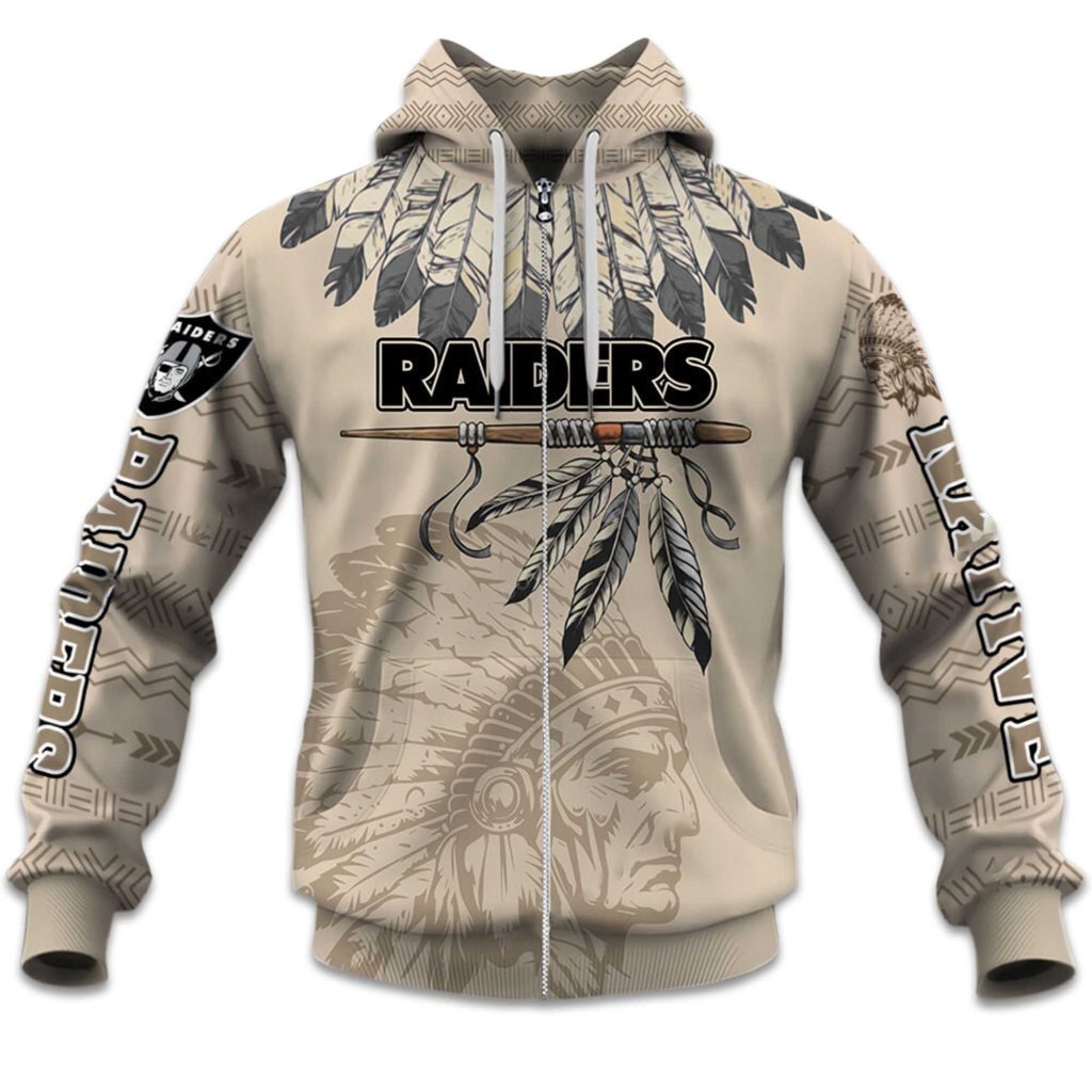 Native Heritage Printed Personalized Las Vegas Raiders Football Fan Hoodie