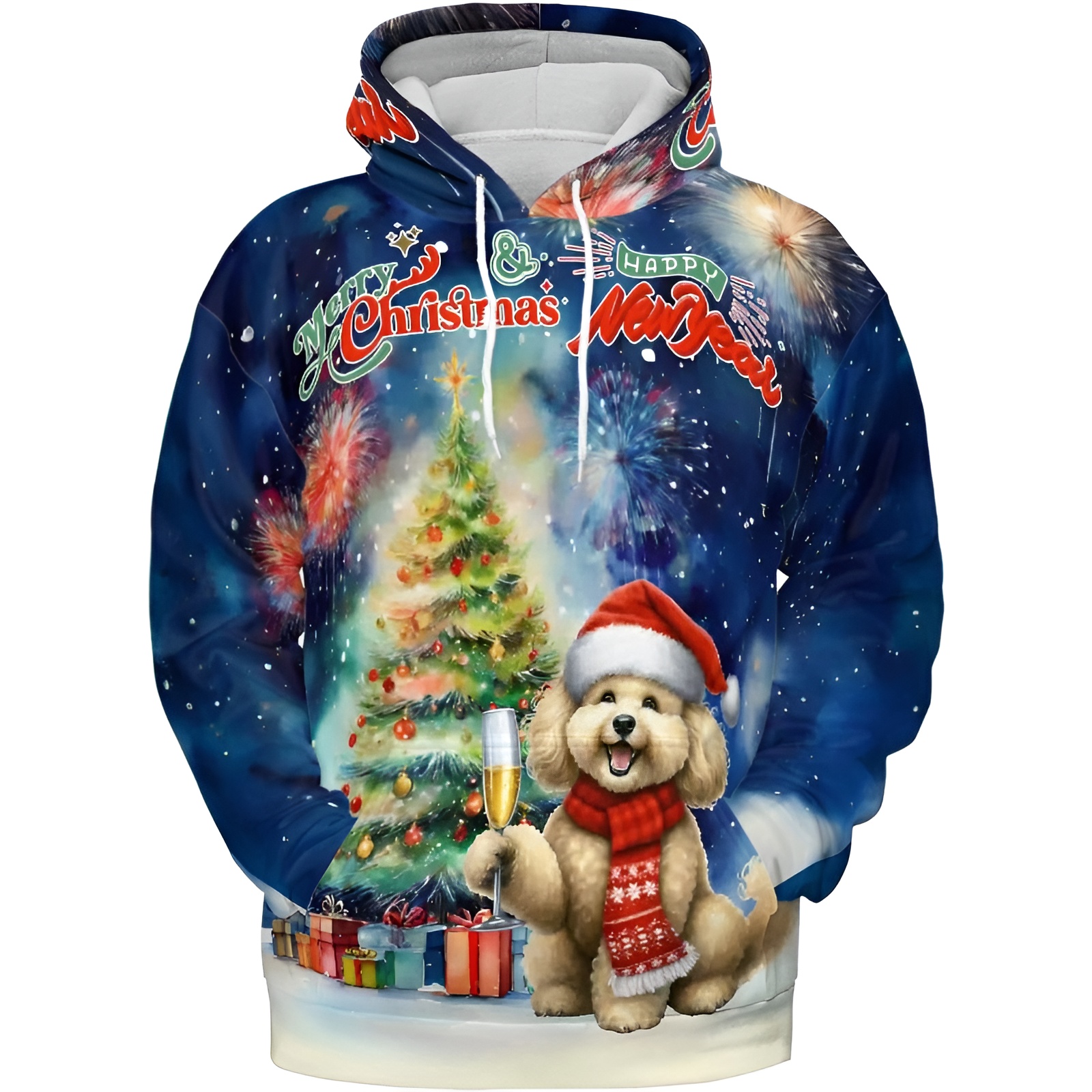 Christmas New Year Santa Dog Holiday Hoodie