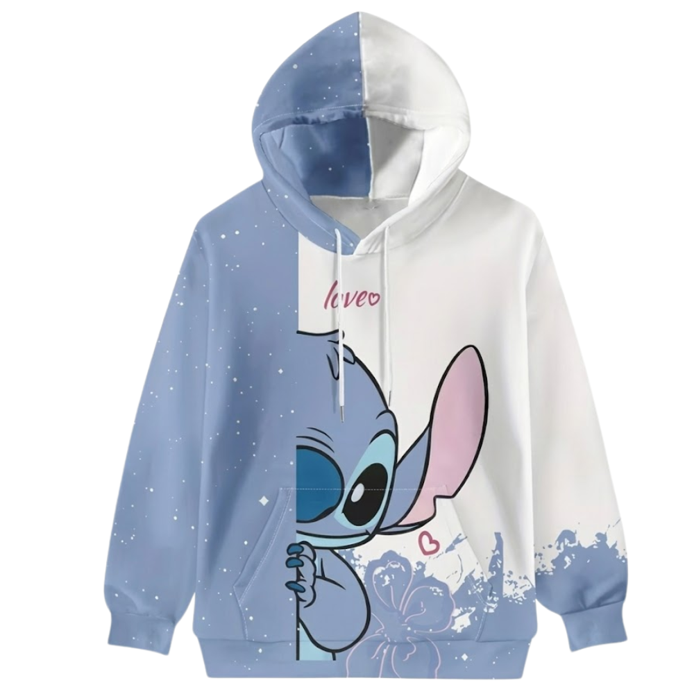 Loose Fit Pullover Graphic Sweatshirt With Drawstring Hood And Front P