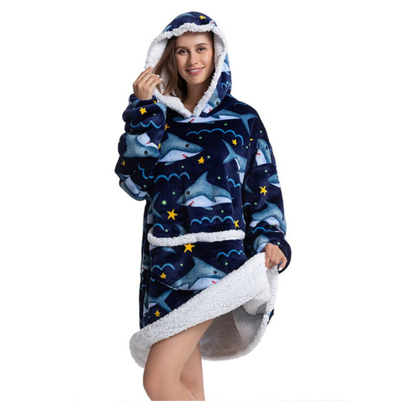 Oversized Winter Printed Hoodie Wearable Blanket-Soco Hoodie