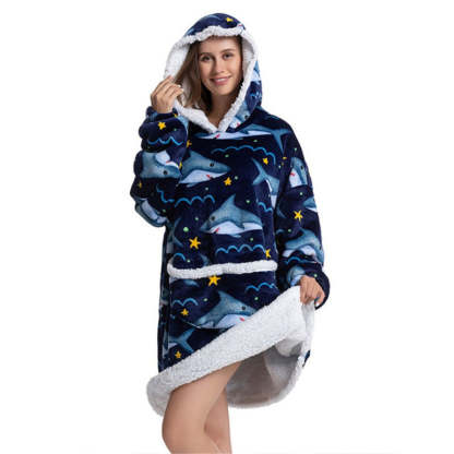 Oversized Winter Printed Hoodie Wearable Blanket-Soco Hoodie