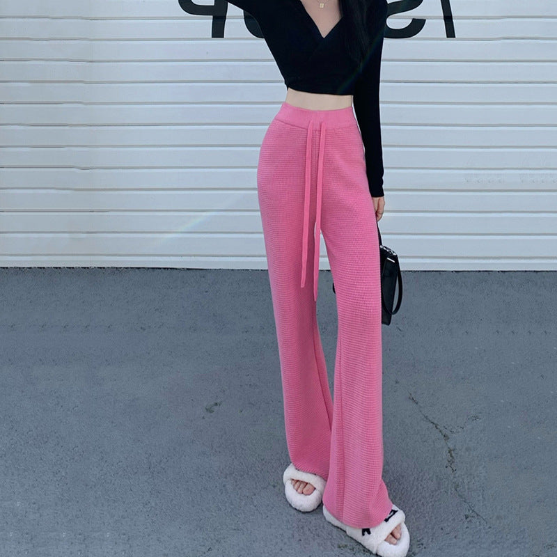 Thickened Knitted Trousers Retro Drape Wool Straight Pants-Soco Hoodie