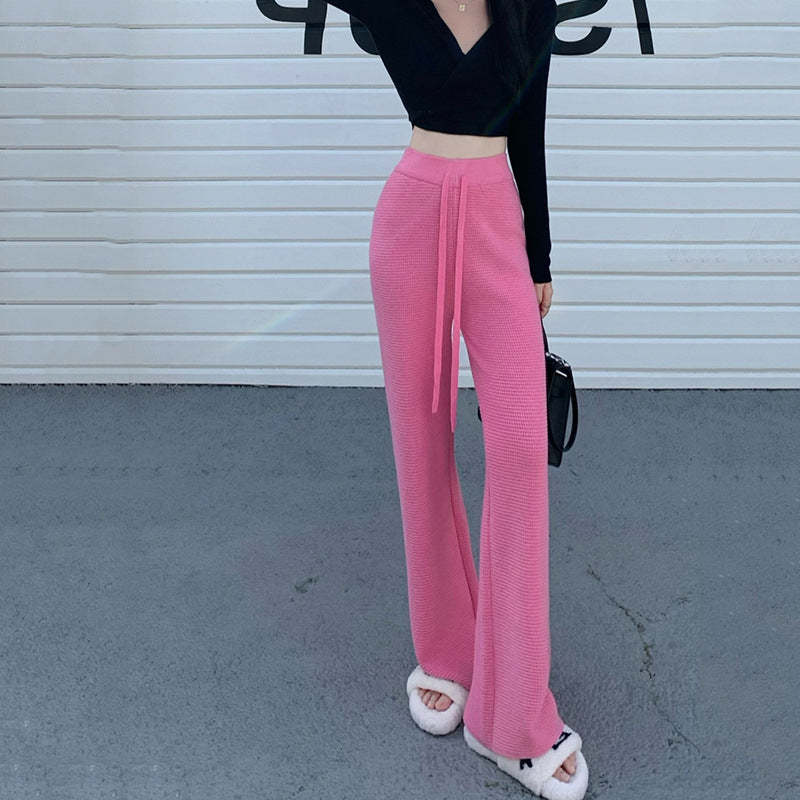 Thickened Knitted Trousers Retro Drape Wool Straight Pants-Soco Hoodie