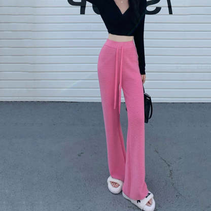 Thickened Knitted Trousers Retro Drape Wool Straight Pants-Soco Hoodie