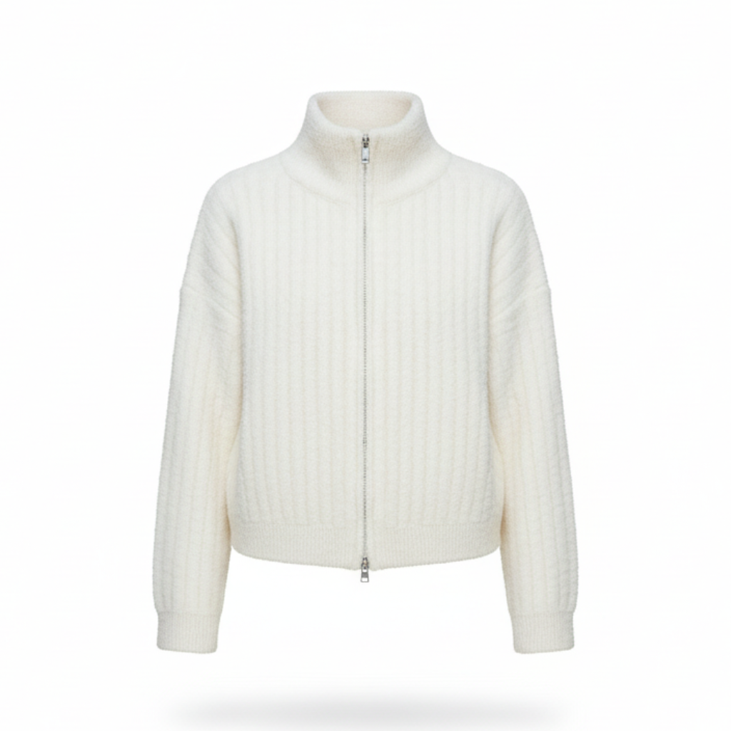 Cozy Ribbed Zip Up Knit Jacket