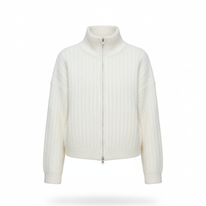 Cozy Ribbed Zip Up Knit Jacket