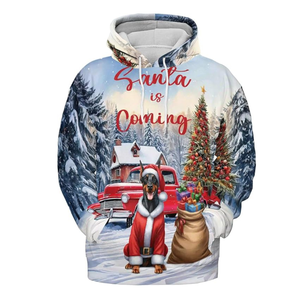 Christmas Santa Dog Truck Tree All Over Print 3D Zip Hoodie