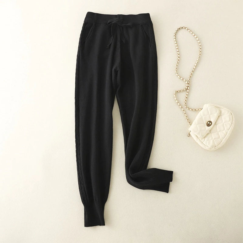 Women's Loose Elastic Waist Knitted Casual Harlan Long Pants-Soco Hoodie