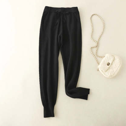 Women's Loose Elastic Waist Knitted Casual Harlan Long Pants-Soco Hoodie