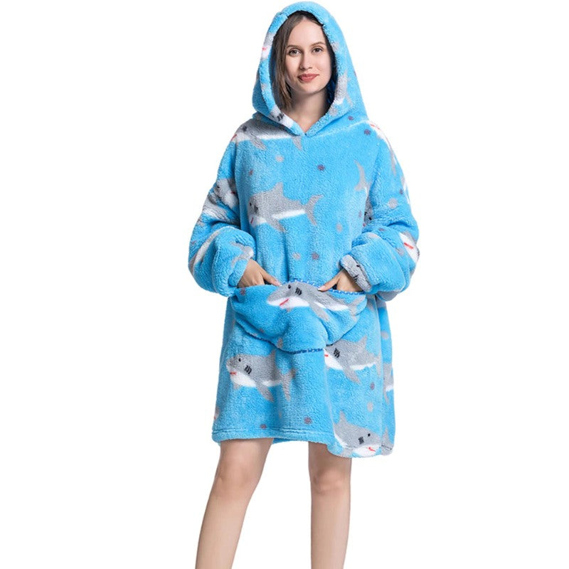 Printed Giant Warm Oversized Fleece Hoodies Blanket-Soco Hoodie