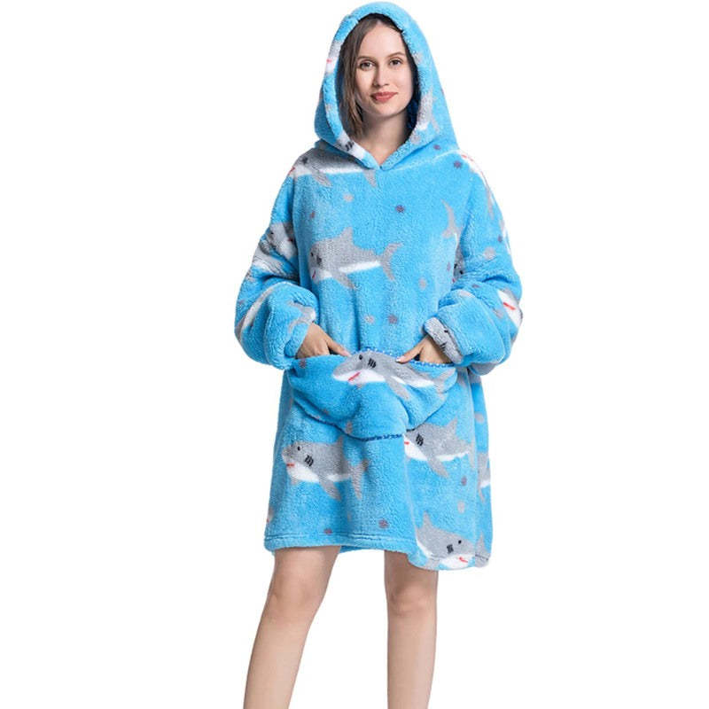 Printed Giant Warm Oversized Fleece Hoodies Blanket-Soco Hoodie