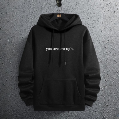 Men's Letter Print Pocket Drawstring Graphic Hoodie,