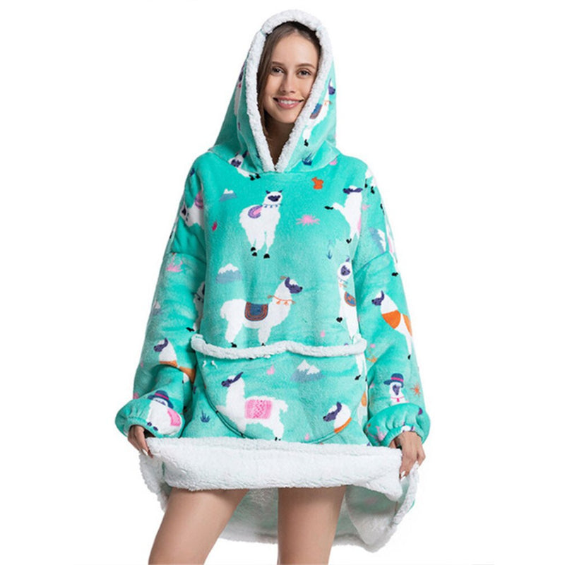 Oversized Winter Printed Hoodie Wearable Blanket-Soco Hoodie