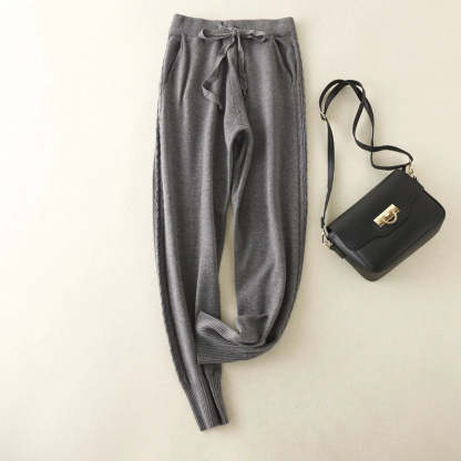 Women's Loose Elastic Waist Knitted Casual Harlan Long Pants-Soco Hoodie