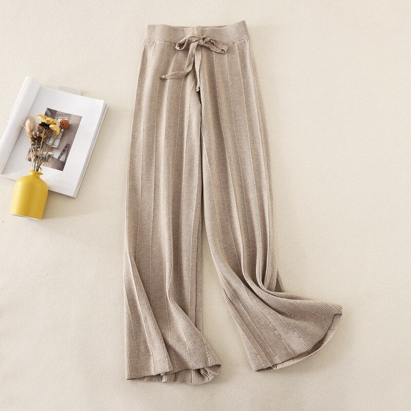 High Waist Loose Drape Straight Casual Long Pants-Soco Hoodie