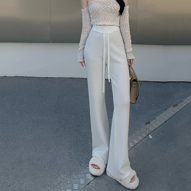 Thickened Knitted Trousers Retro Drape Wool Straight Pants-Soco Hoodie