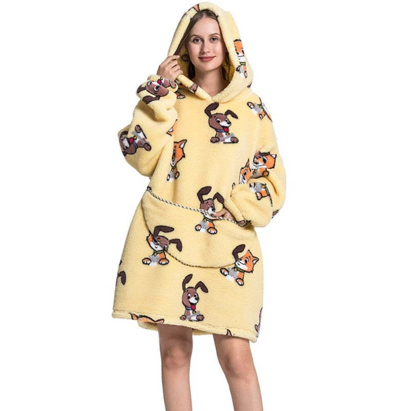 Printed Giant Warm Oversized Fleece Hoodies Blanket-Soco Hoodie