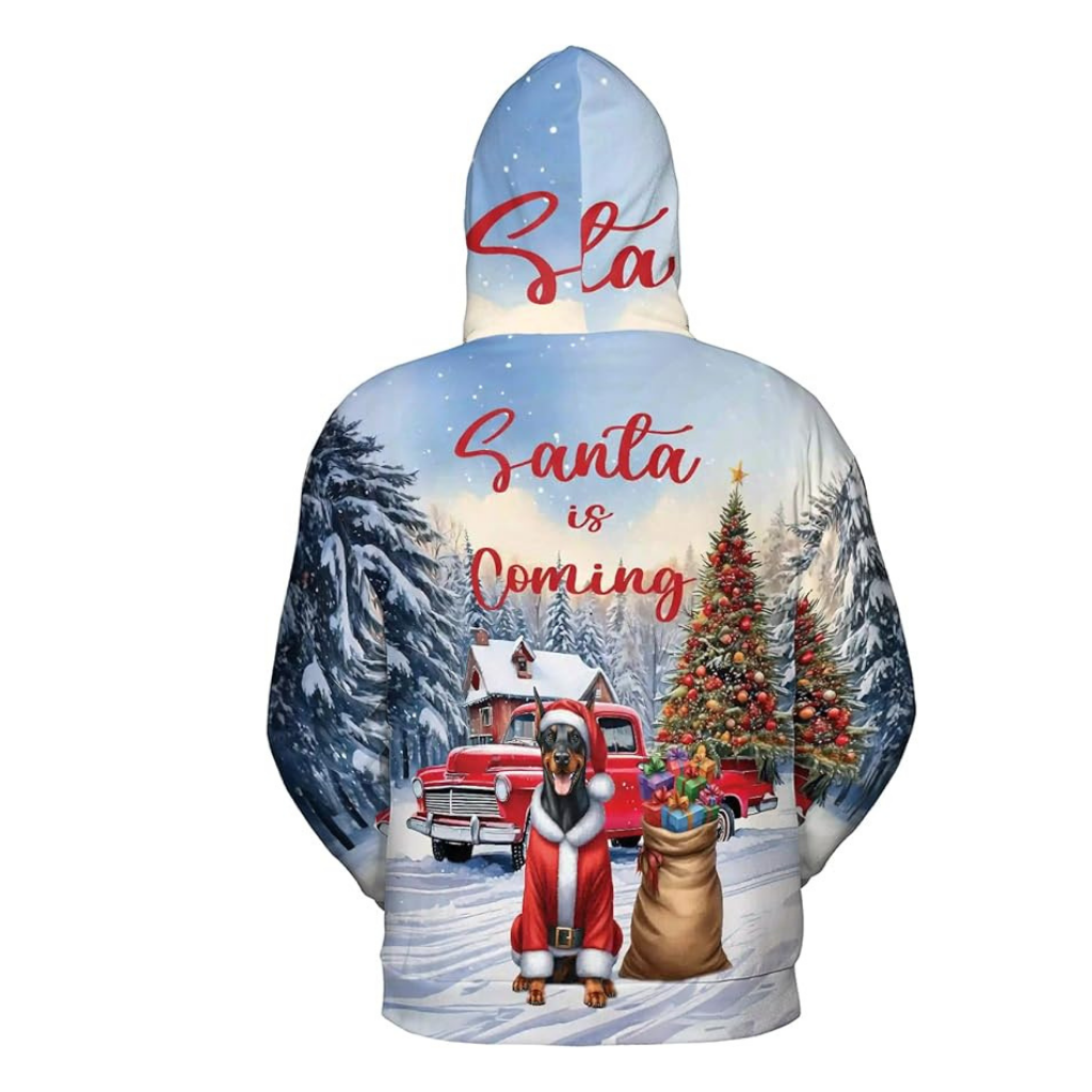Christmas Santa Dog Truck Tree All Over Print 3D Zip Hoodie