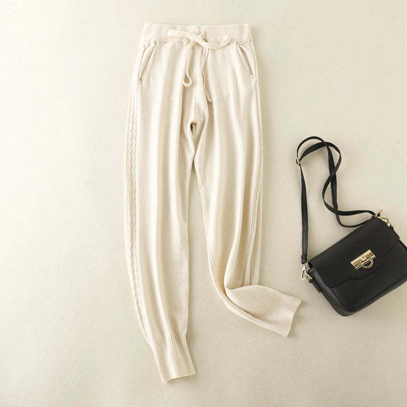 Women's Loose Elastic Waist Knitted Casual Harlan Long Pants-Soco Hoodie