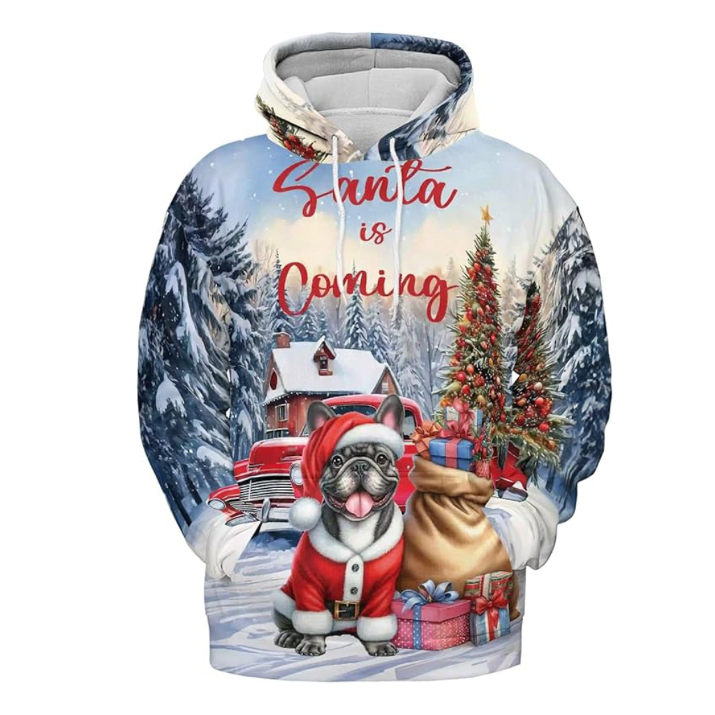 Christmas Santa Dog Truck Tree All Over Print 3D Zip Hoodie