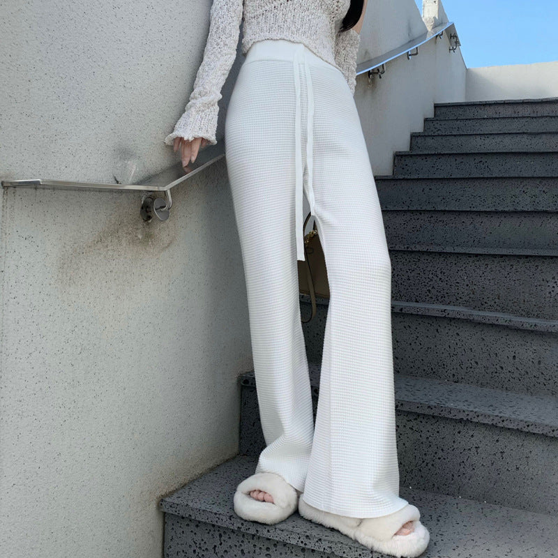 Thickened Knitted Trousers Retro Drape Wool Straight Pants-Soco Hoodie