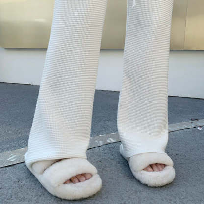 Thickened Knitted Trousers Retro Drape Wool Straight Pants-Soco Hoodie