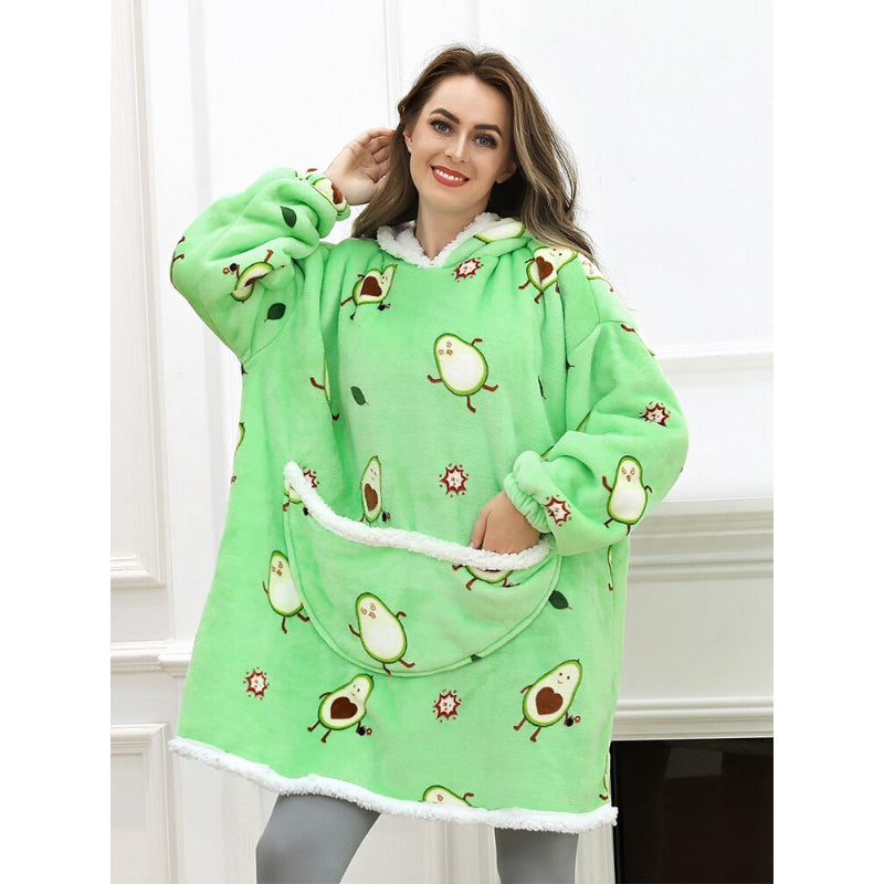 Oversized Winter Printed Hoodie Wearable Blanket-Soco Hoodie