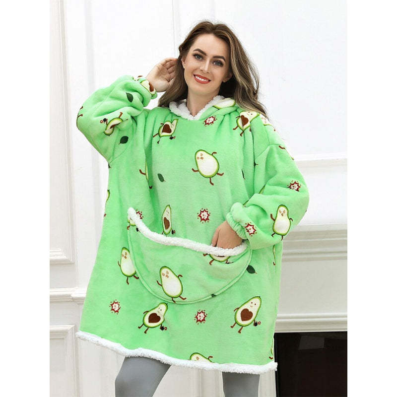 Oversized Winter Printed Hoodie Wearable Blanket-Soco Hoodie