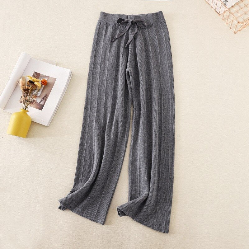 High Waist Loose Drape Straight Casual Long Pants-Soco Hoodie