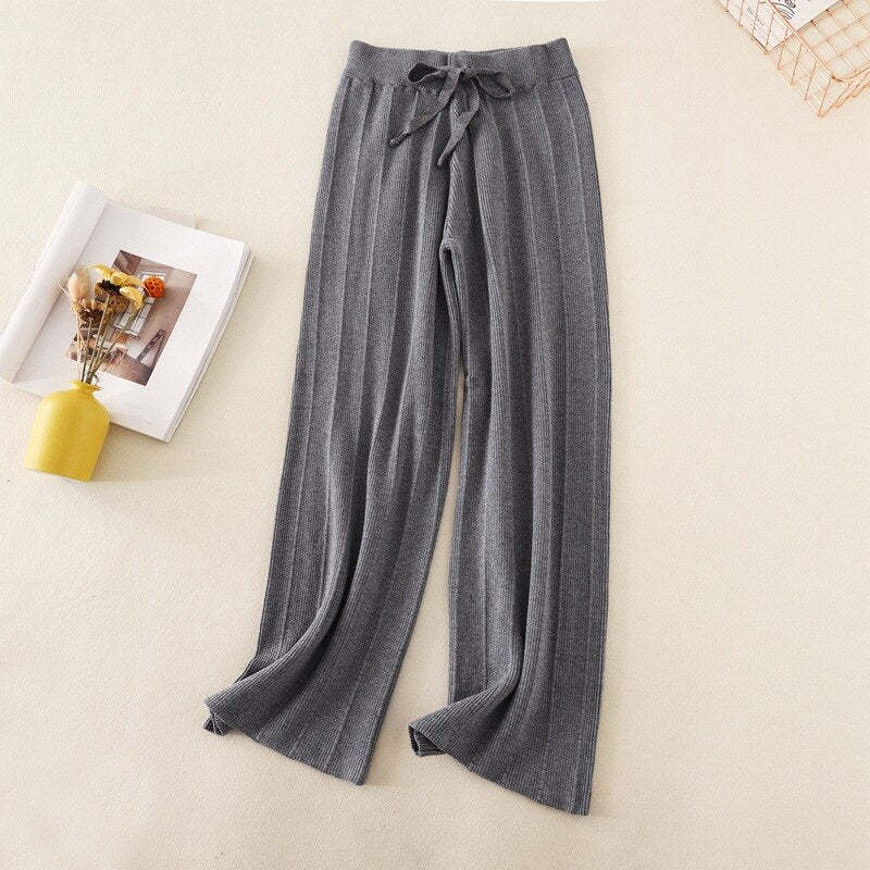 High Waist Loose Drape Straight Casual Long Pants-Soco Hoodie