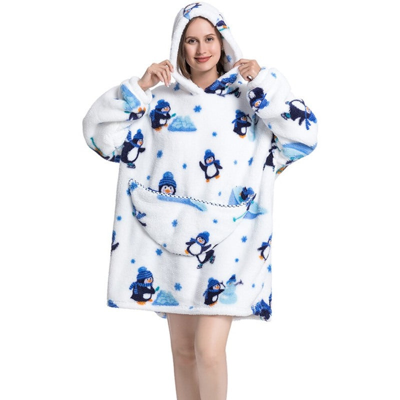Printed Giant Warm Oversized Fleece Hoodies Blanket-Soco Hoodie