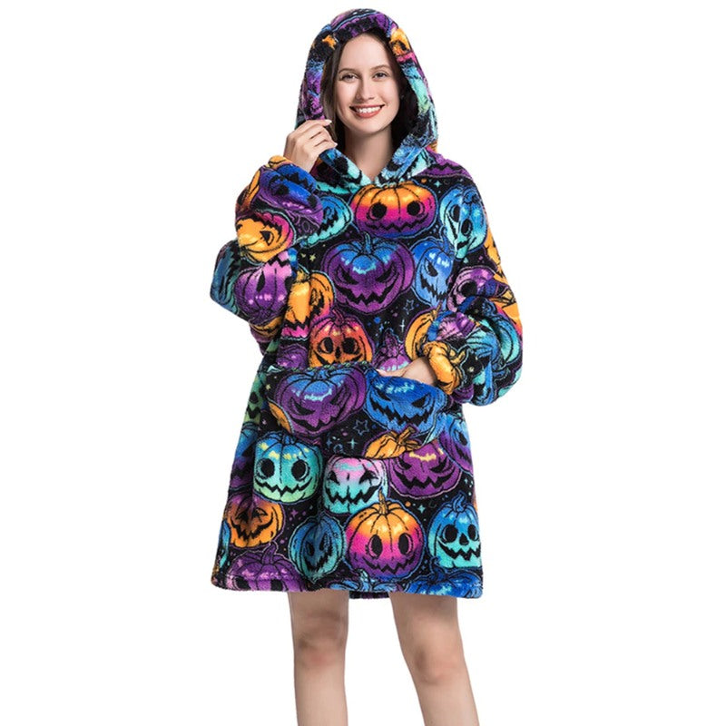 Printed Giant Warm Oversized Fleece Hoodies Blanket-Soco Hoodie