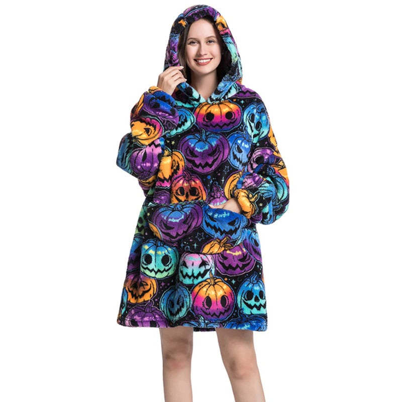 Printed Giant Warm Oversized Fleece Hoodies Blanket-Soco Hoodie