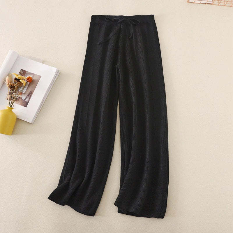 High Waist Loose Drape Straight Casual Long Pants-Soco Hoodie