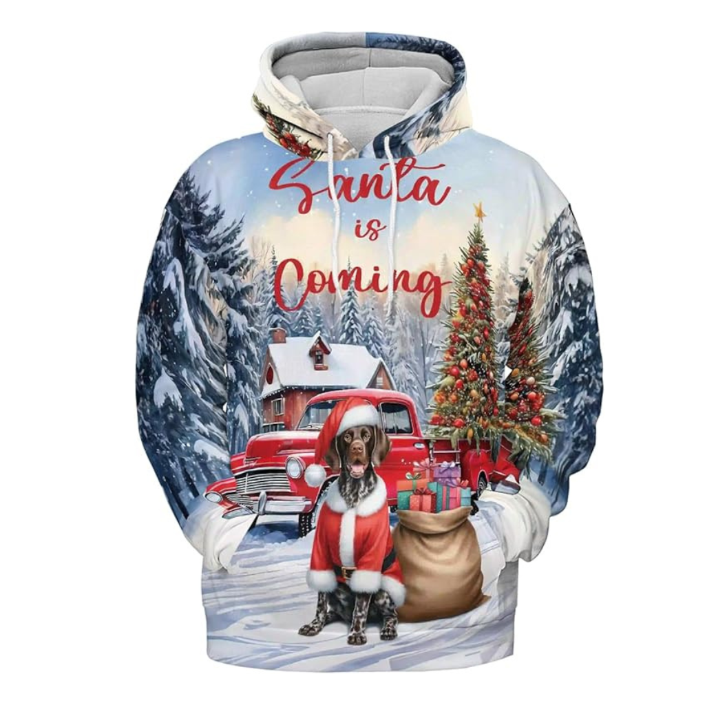 Christmas Santa Dog Truck Tree All Over Print 3D Zip Hoodie
