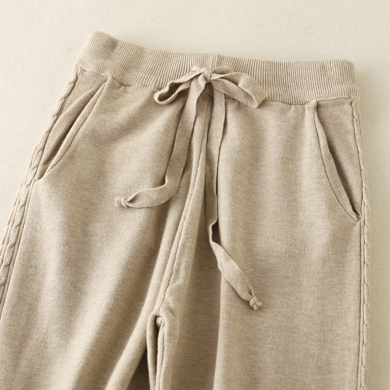 Women's Loose Elastic Waist Knitted Casual Harlan Long Pants-Soco Hoodie